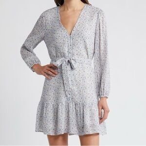 PAIGE Marlyn Paisley Long Sleeve Floral Ruffle Hem Mini Dress